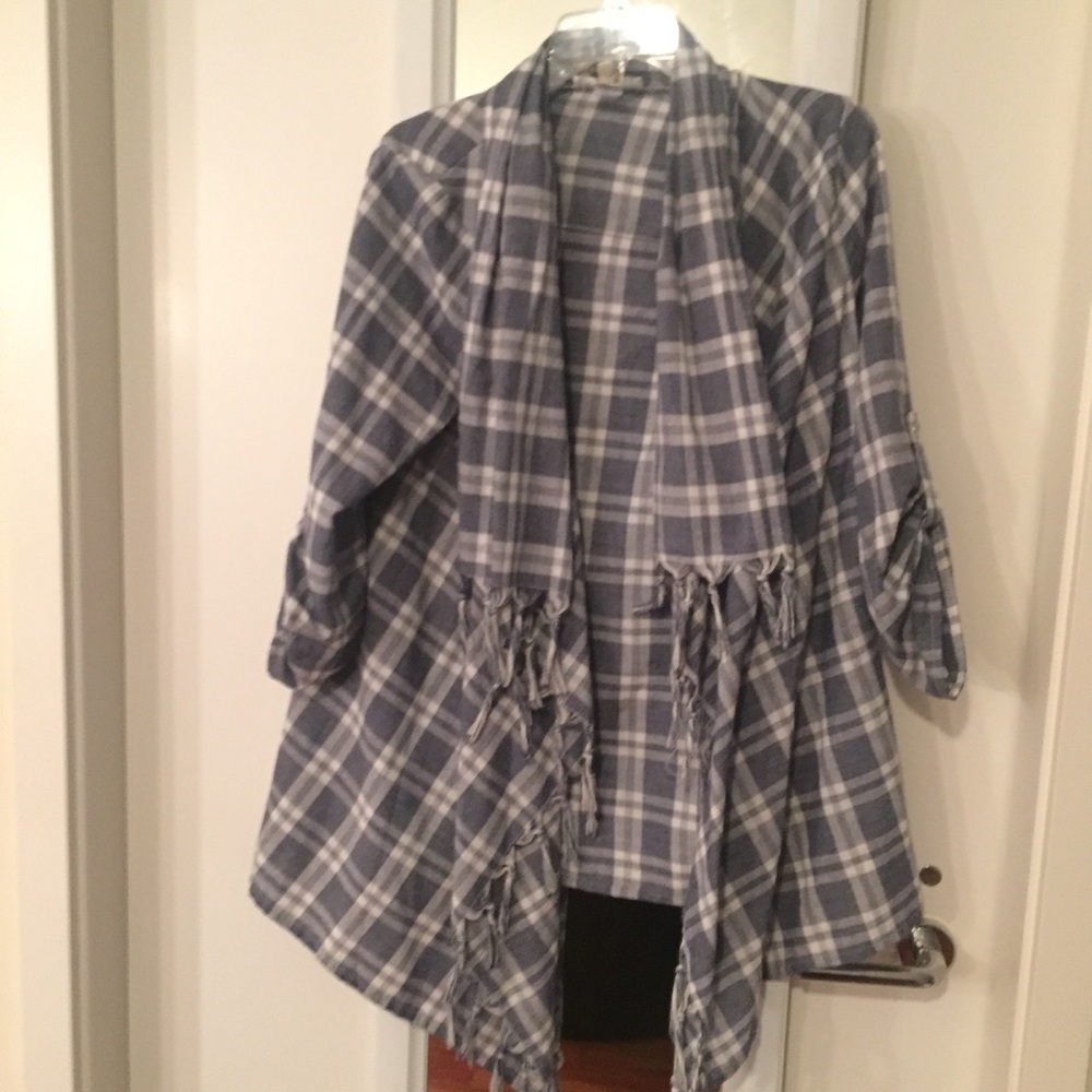 Plaid Cover up 3/4 sleeve
